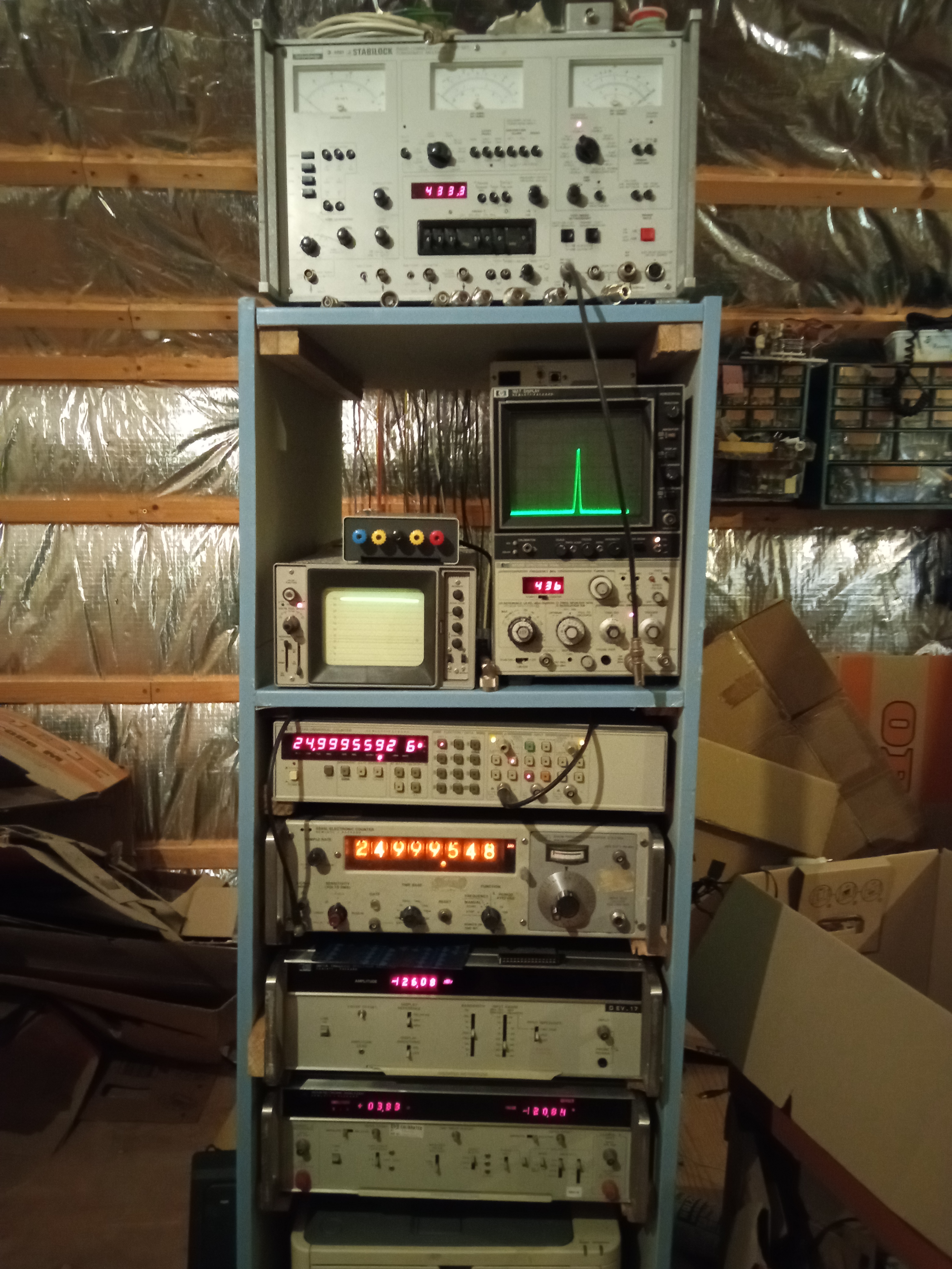 A 19 inch rack with measuring equipment